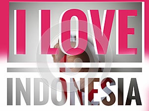 Quote i love Indonesia with gradient red white and black color background
