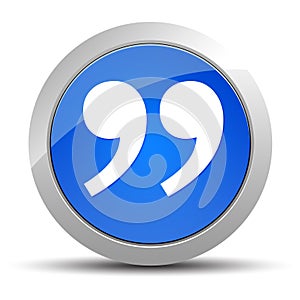 Quote icon blue round button illustration