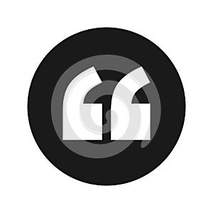 Quote icon flat black round button vector illustration