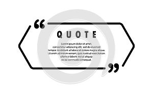 Quote icon. Quotemark outline, speech bubble, inverted commas with empty space. Blank for your text. Frame. Vector EPS 10.