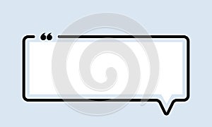 Quote icon. Quotemark outline, speech marks, inverted commas, blank space. Square shape. Vector EPS 10. Isolated on background