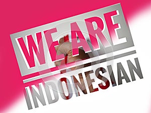 Quote we are Indonesian with gradient red and white color background