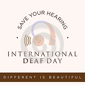 Quote for International Deaf Day emblem concept background