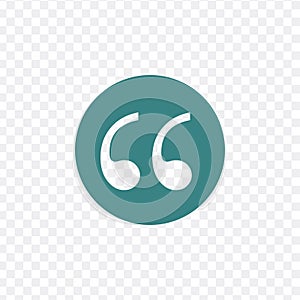 Quote mark flat circle vector icon isolated on transparent background. Collection of double commas signs for quotation.