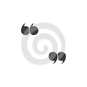 Quote marks. Quotes icon. Speech symbol. Black colored quote icon. Vector