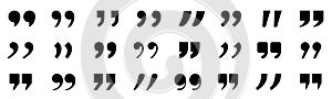 Quote marks set, speech marks. Quotes icon set, inverted commas or talking marks collection