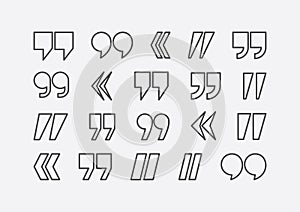 Quote marks vector abstract icon set