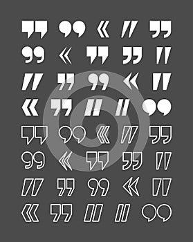 Quote marks vector abstract icon set