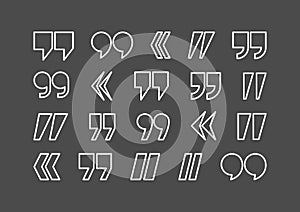 Quote marks vector abstract icon set