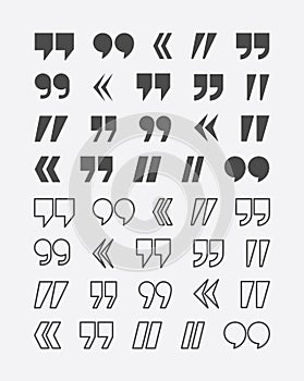 Quote marks vector abstract icon set
