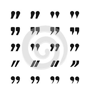 Quote and quotation marks icons