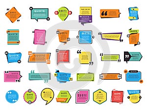 Quote shapes. Graphic forms for text notes and remarks vector difference designs