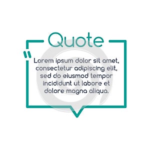 Quote speech bubble, template, text in brackets, citation frame, quote box. vector illustration.