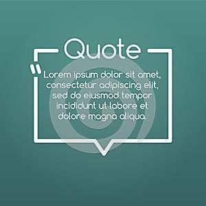 Quote speech bubble, template, text in brackets, citation frame, quote box. vector illustration.