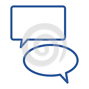 Quote speech bubbles set; blank text box with white empty space in blue frame