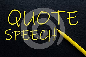 Quote speech Yellow Pen with yellow text own rent at the black background