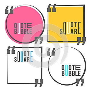 Quote square and speech bubble template set