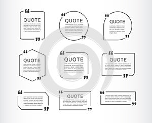 Quote template set. Quote speech box. Vector illustration