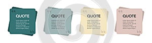 Quote template in square shape. Isolated flat quotation mockup on white background. Speech bubble with commas sign. Creative