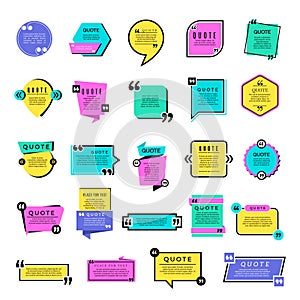 Quote templates. Blog text notes remarks rectangle graphic shapes vector objects