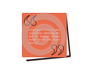 Quote text box, rectangle bubble for comment, mark design. Quotation banner template in flat modern style. Vector