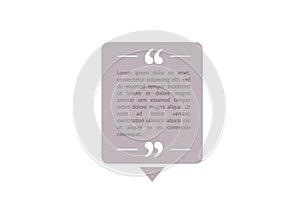 Quote text box, rectangle bubble for comment, mark design. Quotation banner template in flat modern style. Vector