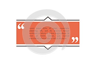 Quote text box, rectangle bubble for comment, mark design. Quotation banner template in flat modern style. Vector