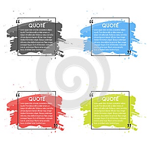 Quote text bubble. Commas, note, message and comment. Design element