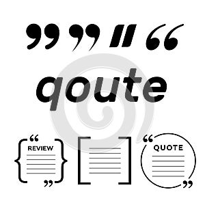 Quotes icon vector set. Quote marks vector symbol. Chat quote icon