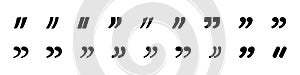 Quotes icons set. Quotation marks black