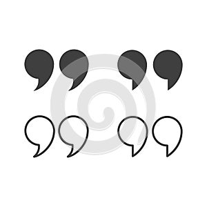 Quotes, quotation marks black isolated vector icon set