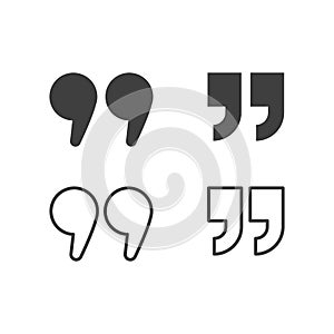 Quotes, quotation marks black isolated vector icon set