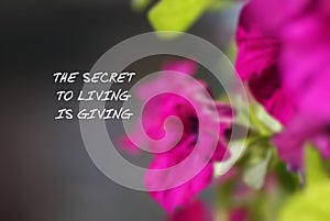 Quotes - The secret of living is giving