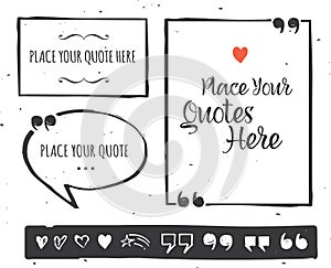 Quotes templates - hand drawn black and white set