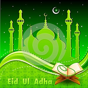 Quran on Eid Mubarak background