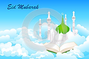 Quran on Eid Mubarak background