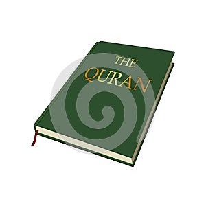 Quran. Muhammad revelation. Muslim belief. Religious book. Vector graphic illustration. Isolated