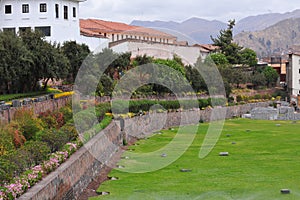 Qurikancha or Coricancha or Inti Kancha or Inti Wasi or Kiswar Kancha or Inca Wiracocha temple and palace in Cusco, Peru