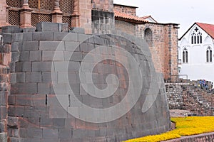 Qurikancha or Coricancha or Inti Kancha or Inti Wasi or Kiswar Kancha or Inca Wiracocha temple and palace in Cusco, Peru