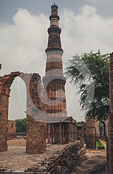 Qutab Minar is the tallest brick minaret in the world. Built in Delhi. India