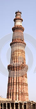 Qutb Minar tower vertical panorama, Delhi, India photo