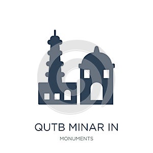 qutb minar in new delhi icon in trendy design style. qutb minar in new delhi icon isolated on white background. qutb minar in new