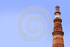 Qutub Minar or Qutub is a 73 metre minaret tower at Qutub Complex known as Unesco World Heritage Site, photo