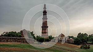 Qutub Minar the world\'s tallest brick minaret in Delhi, India