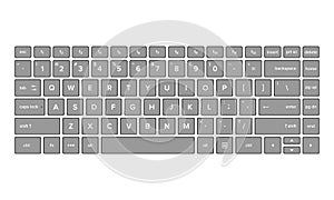 Qwerty keyboard layout. Suitable for basic elements of computer text input devices, smartphones and digital technology.