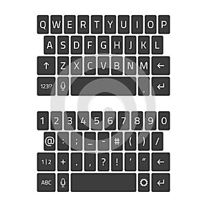 Qwerty keyboard of smartphone.