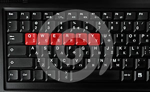 Qwerty letters colored in red