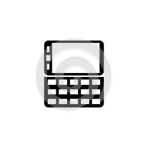 Qwerty Mobile Phone, Slider PDA Communicator. Flat Vector Icon illustration. Simple black symbol on white background