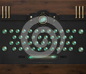 qwerty sci-fi steampunk typewriter panel