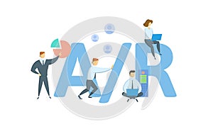 A/R, Accounts Receivable. Concept with keywords, people and icons. Flat vector illustration. Isolated on white.